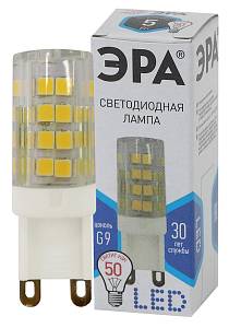 Лампочка светодиодная ЭРА STD LED JCD-5W-CER-840-G9 G9 5Вт керамика капсула нейтральный белый свет