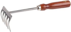 GRINDA 250 мм, нержавеющая сталь, деревянная ручка, ручные грабельки (8-421149)