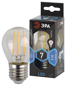 Лампочка светодиодная ЭРА F-LED P45-7W-840-E27 E27 / Е27 7Вт филамент шар нейтральный белый свет
